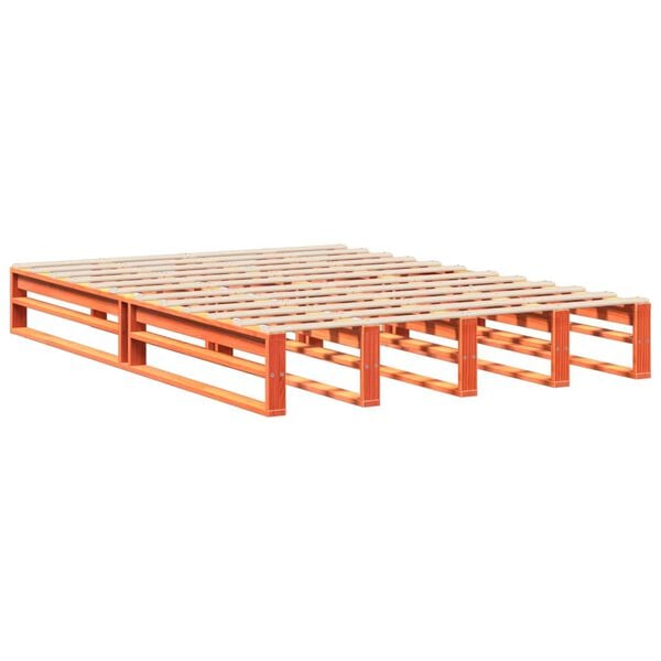 vidaXL Bed Frame without Mattress Wax Brown 150x200 cm King Size Solid Wood Pine