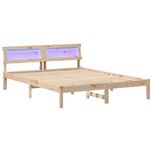 vidaXL Bed Frame with Headboard Brown 160 x 200 cm Solid Pine Wood