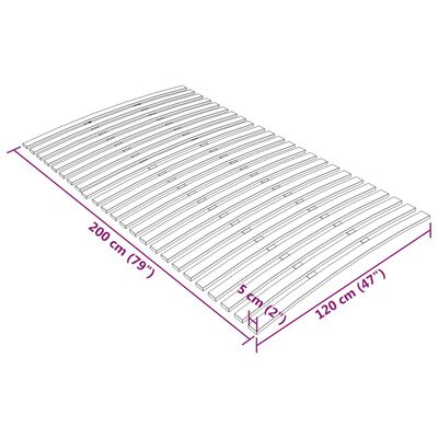 vidaXL Slatted Bed Base with 24 Slats 120x200 cm