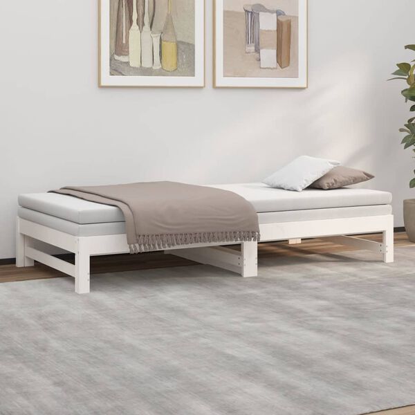 vidaXL Pull-out Day Bed without Mattress White 2x(100x200) cm
