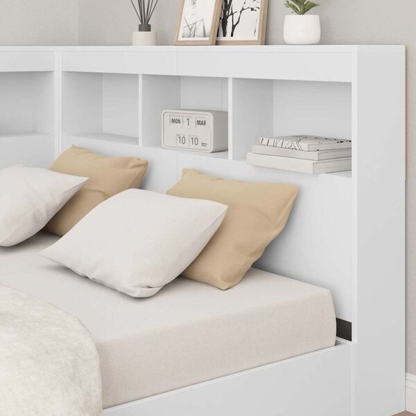 vidaXL Storage Headboard with Shelf White 120 cm Engineered Wood