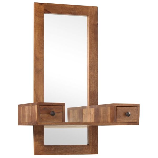 vidaXL Cosmetic Mirror with 2 Drawers Solid Acacia Wood