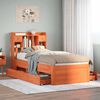 vidaXL Bookcase Bed without Mattress Wax Brown 100x200 cm Solid Wood Pine