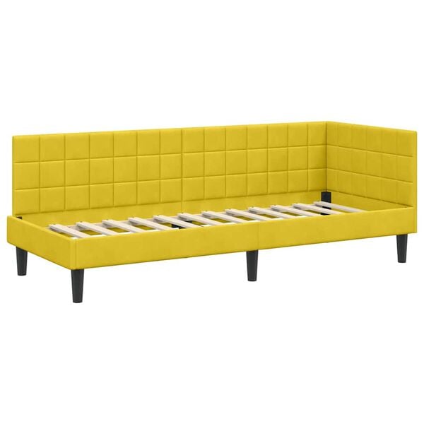 vidaXL Corner Bed Frame with Headboard Yellow 80 cm x 200 cm Velvet