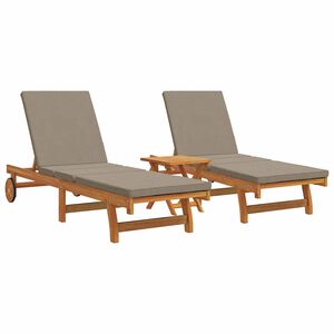 vidaXL Sun Lounger 3 pcs Solid Acacia Wood Brown