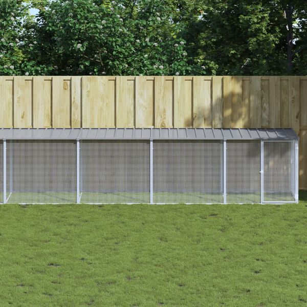 vidaXL Chicken Cage with Roof Light Grey 803x98x90 cm Galvanised Steel