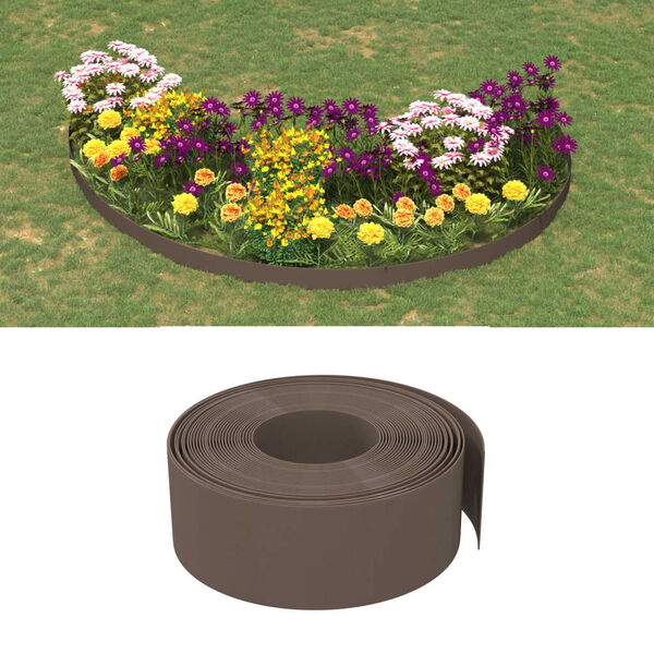 vidaXL Garden Edgings 5 pcs Brown 10 m 20 cm Polyethylene