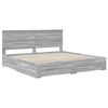 vidaXL Bed Frame with Drawer Grey Sonoma 200 x 200 cm Engineered Wood