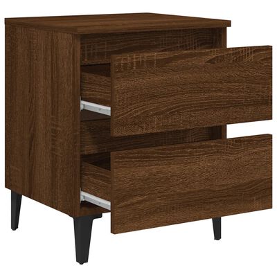 vidaXL Bed Cabinets with Metal Legs 2 pcs Brown Oak 40x35x50 cm