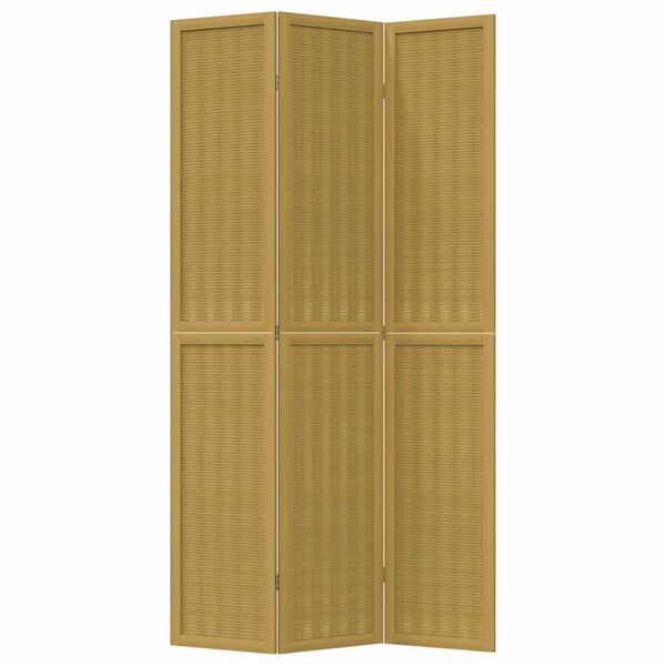 vidaXL Room Divider 3 Panels Brown Solid Wood Paulownia