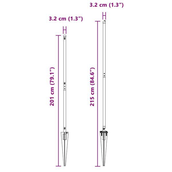 vidaXL Fence Post 26 pcs Grey 3.2 x 3.2 x 170 cm