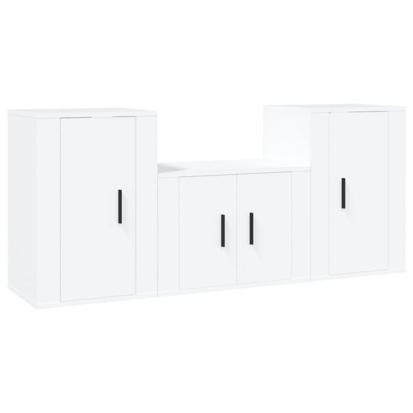 vidaXL 3 Piece TV Cabinet Set White Engineered Wood