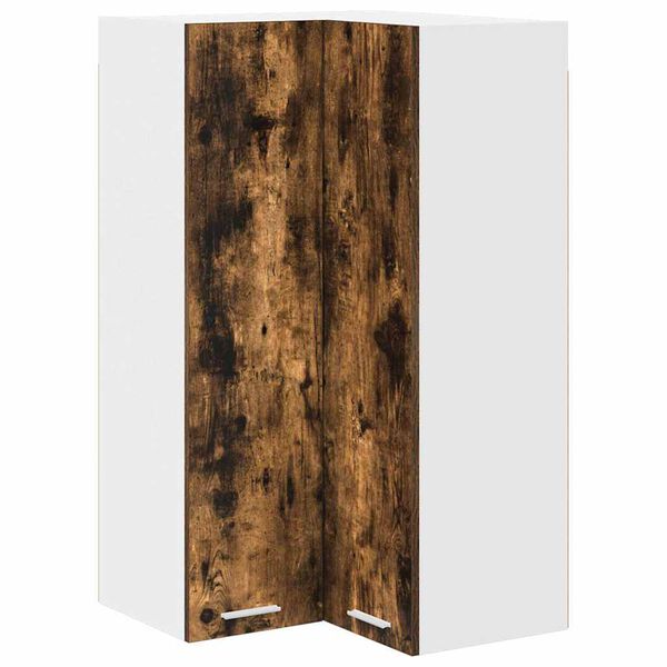 vidaXL Hanging Cabinet with Door Smoked Oak and White 57 x 57 x 100 cm