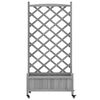 vidaXL Planter with Trellis and Wheels Grey Solid Wood Fir