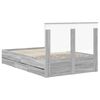 vidaXL Bed Frame with Drawer Grey Sonoma 120 x 190 cm Engineer Wood