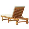 vidaXL Sun Lounger Brown and Cream 199 x 63 x 85 cm Solid Acacia Wood