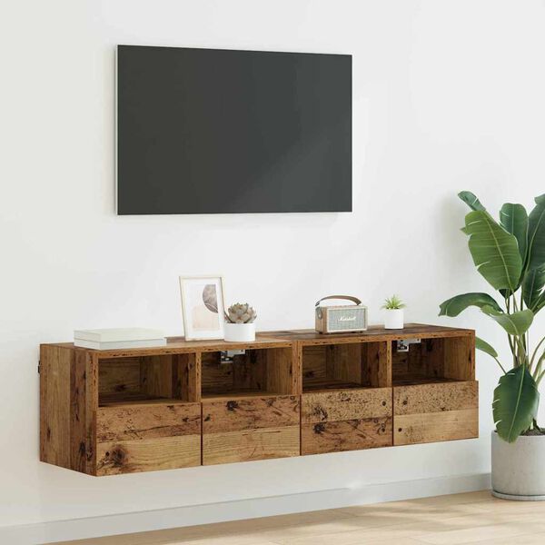 vidaXL TV Wall Cabinets 2 pcs Old Wood 60 x 30 x 30 cm Engineered Wood