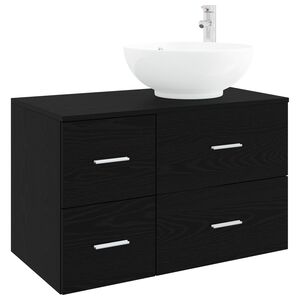 vidaXL Bathroom Furniture Set 2 pcs Black Oak Engineered Wood