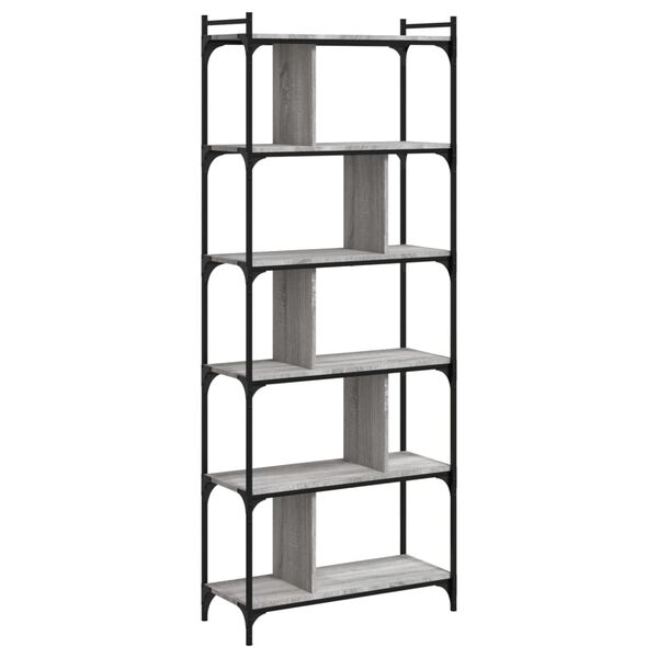 vidaXL Bookcase 6-Tier Grey Sonoma 76x32x192 cm Engineered Wood