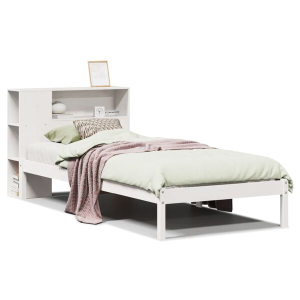 vidaXL Bookcase Bed without Mattress White 90x190 cm Single Solid Wood Pine
