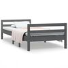 vidaXL Bed Frame without Mattress Grey 75x190 cm Small Single Solid Wood Pine