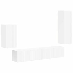 vidaXL TV Cabinet Set Wall-mounted 4 pcs White Engineered Wood