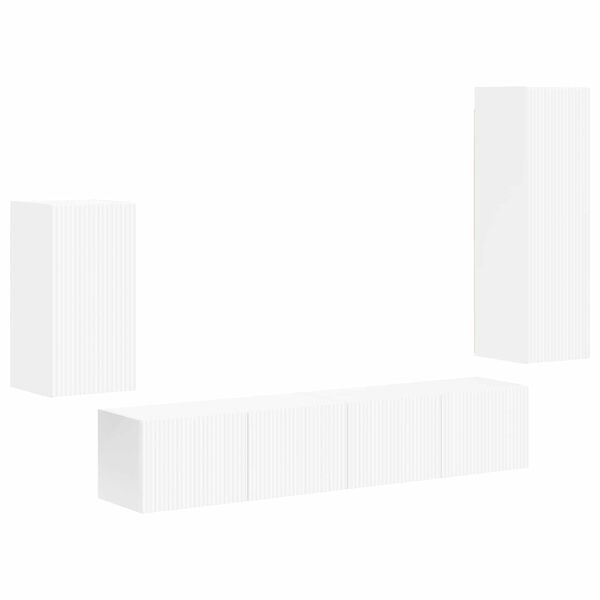 vidaXL TV Cabinet Set Wall-mounted 3 pcs White Engineered Wood