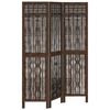 vidaXL Room Divider 3 Panels Dark Brown Solid Wood Paulownia
