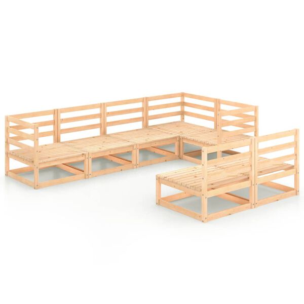 vidaXL 7 Piece Garden Lounge Set Solid Wood Pine