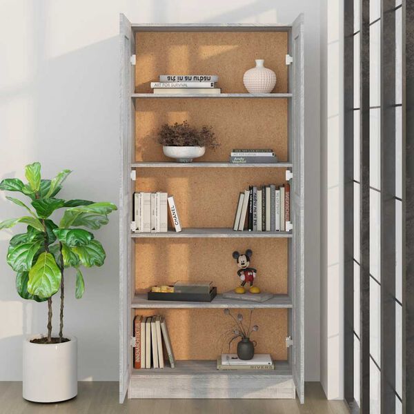 vidaXL Book Cabinet Grey Sonoma 82.5x30.5x185.5 cm Engineered Wood