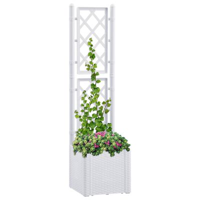 vidaXL Garden Raised Bed with Trellis and Self Watering System White