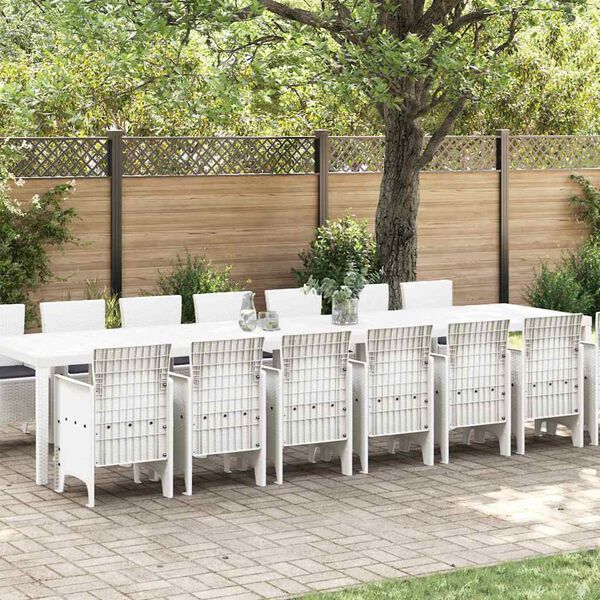 vidaXL Garden Dining Set with Cushions with Cushion 15 pcs White PP