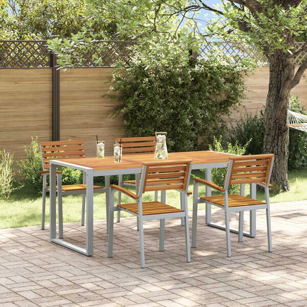 vidaXL Garden Dining Set 5 pcs Grey Solid Acacia Wood