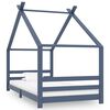 vidaXL Kids Bed Frame | Grey | Solid pine wood, plywood | Single | Durable