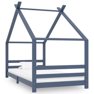 vidaXL Kids Bed Frame | Grey | Solid pine wood, plywood | Single | Durable
