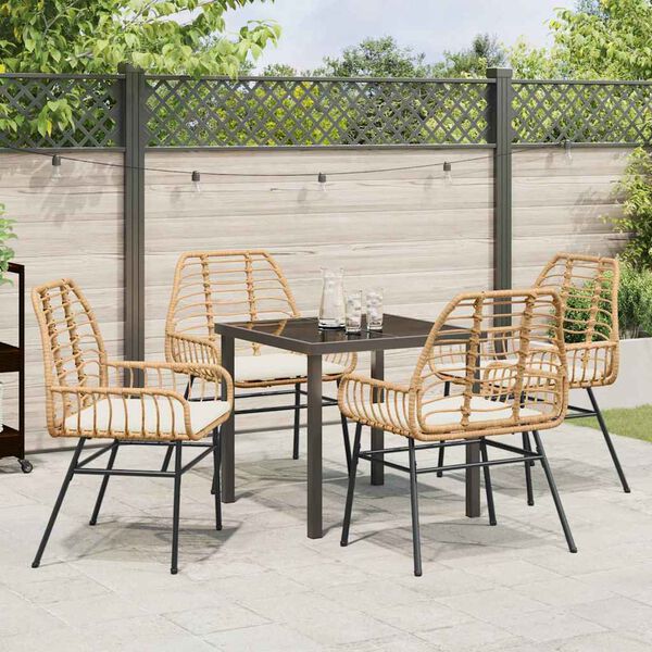 vidaXL Garden Dining Set 5 pcs Brown Poly Rattan