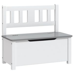 vidaXL Children Storage Bench White and Grey 60x30x55 cm MDF