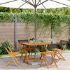vidaXL 5 Piece Garden Dining Set Black Poly Rattan and Solid Wood
