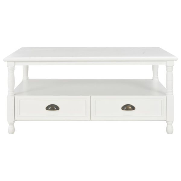 vidaXL Coffee Table White 100x50x45.5 cm Solid Wood Paulownia