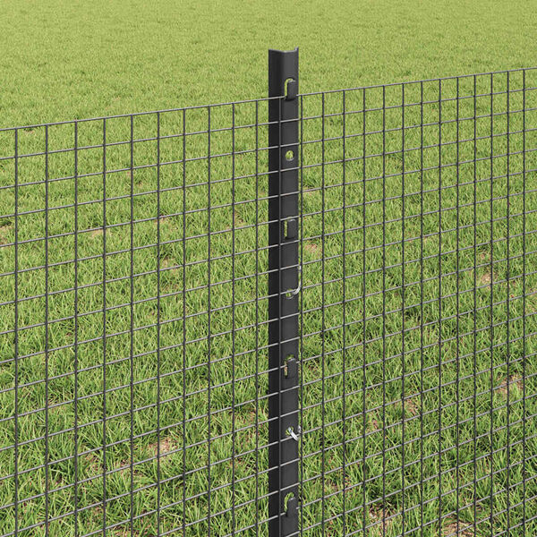vidaXL Fence with Post Grey 0.6 x 100 m Steel and PVC