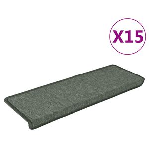 vidaXL Stair Mats 15 pcs 65x21x4 cm Dark Green Rectangular Edge