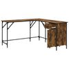 vidaXL Desk Smoked Oak 141x141x75 cm Engineered Wood