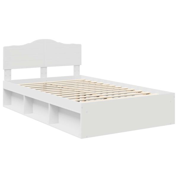vidaXL Bed Frame with Headboard White 120 x 190 cm Solid Pine Wood