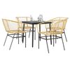 vidaXL 5 Piece Garden Dining Set Brown Poly Rattan Glass