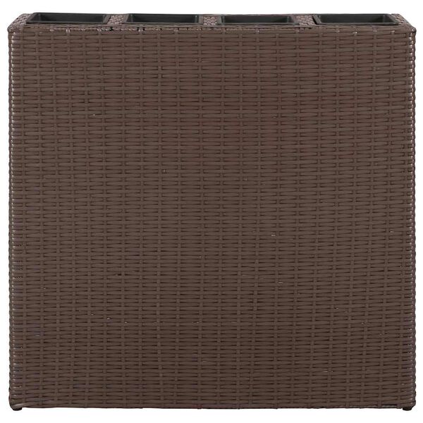 vidaXL Garden Raised Bed with 4 Pots Poly Rattan Brown