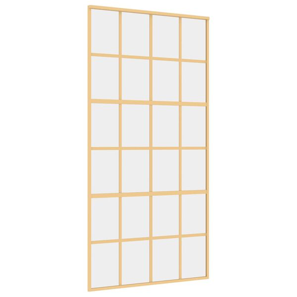 vidaXL Sliding Door Gold 102.5x205 cm Clear ESG Glass and Aluminium