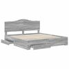 vidaXL Bed Frame with Drawer Grey Sonoma 200 x 200 cm Engineered Wood