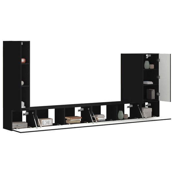 vidaXL TV Wall Cabinet Set Wall-mounted 6 pcs Black