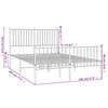 vidaXL Metal Bed Frame without Mattress with Footboard White 140x190cm