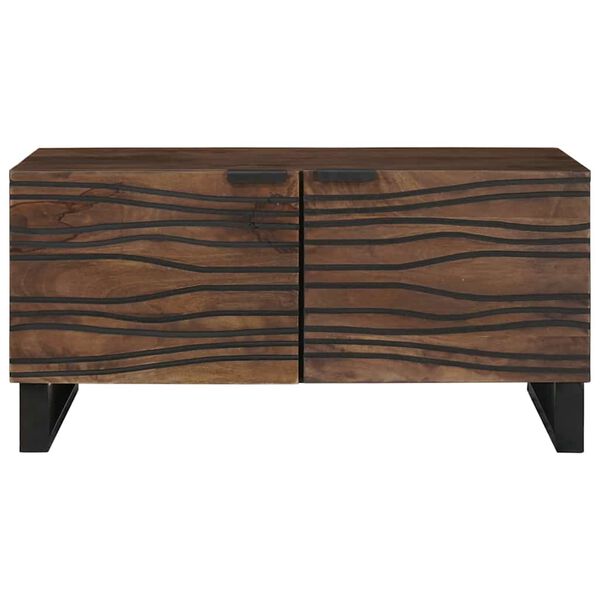 vidaXL Coffee Table Brown and Black 80 x 50 x 40 cm Solid Acacia wood
